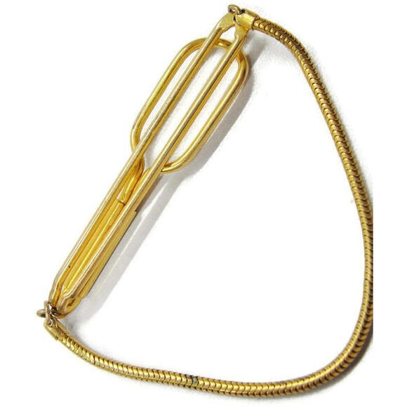 Swank Other - Swank Vintage Gold Tone Classic Tie Bar w Snake Chain